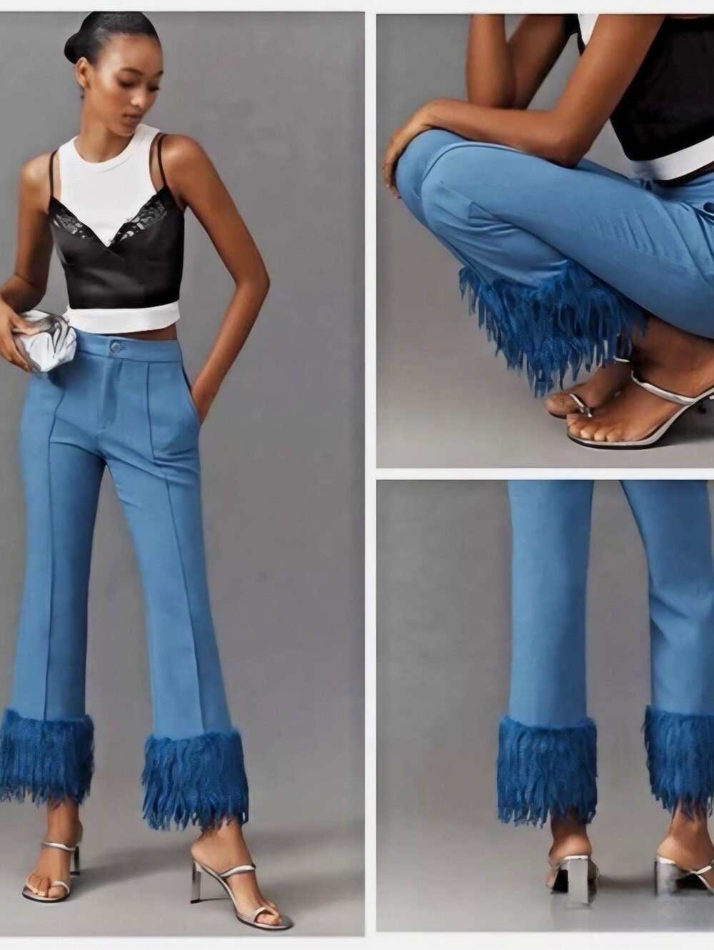 NWT Anthropologie MAEVE Feather Cuff Trousers
